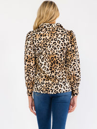 WOMEN'S LONG SLEEVE BUTTON UP ANIMAL PRINT BLOUSE