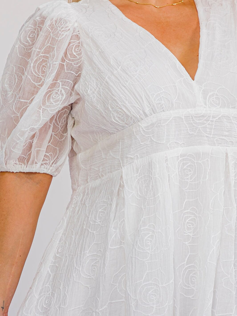 PLUS SIZE SHORT SLEEVE V-NECK FIT & FLARE FLORAL MINI DRESS