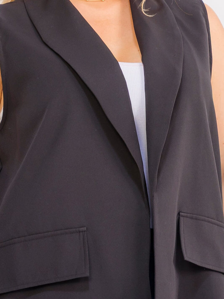 PLUS SIZE SLEEVELESS OPEN FRONT BLAZER
