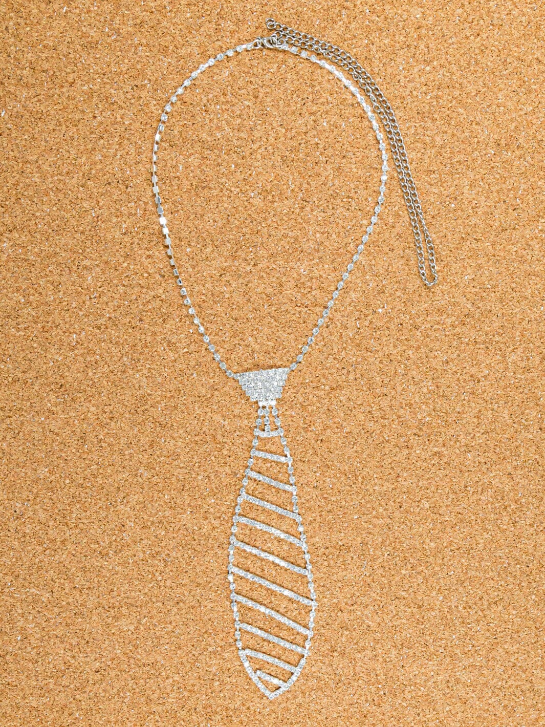 FASHION SILVER RHINESTONES NECKTIE NECKLACE