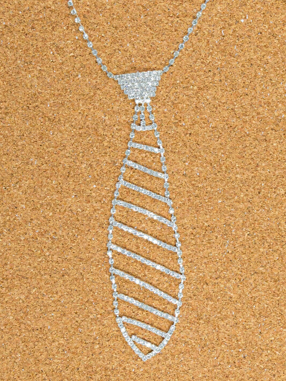 FASHION SILVER RHINESTONES NECKTIE NECKLACE