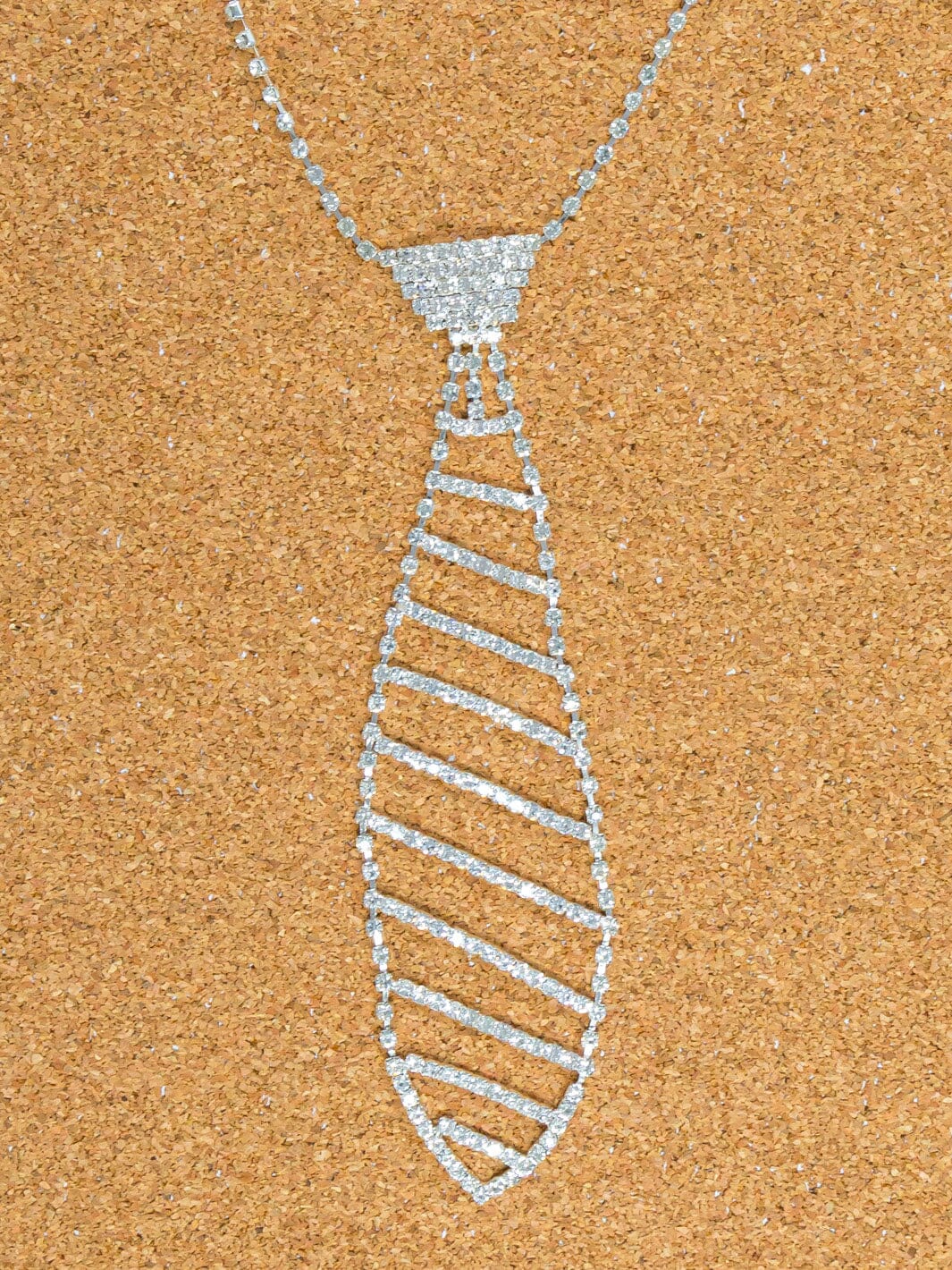 FASHION SILVER RHINESTONES NECKTIE NECKLACE