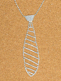 FASHION SILVER RHINESTONES NECKTIE NECKLACE