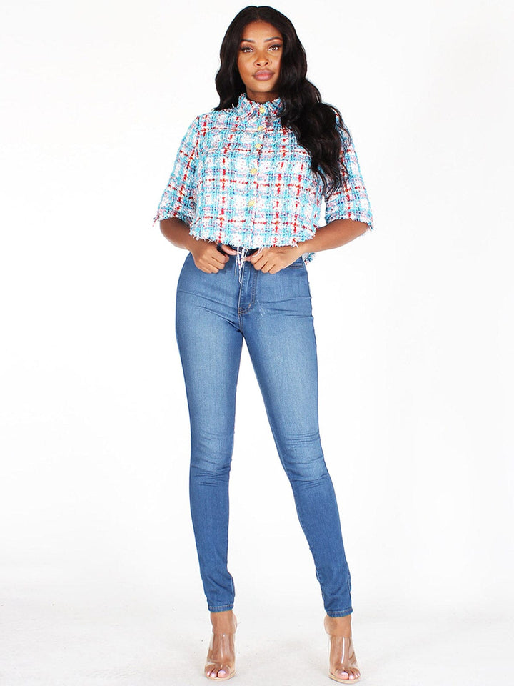 WOMEN'S SHORT SLEEVE BUTTON CLOSURE CARDIGAN