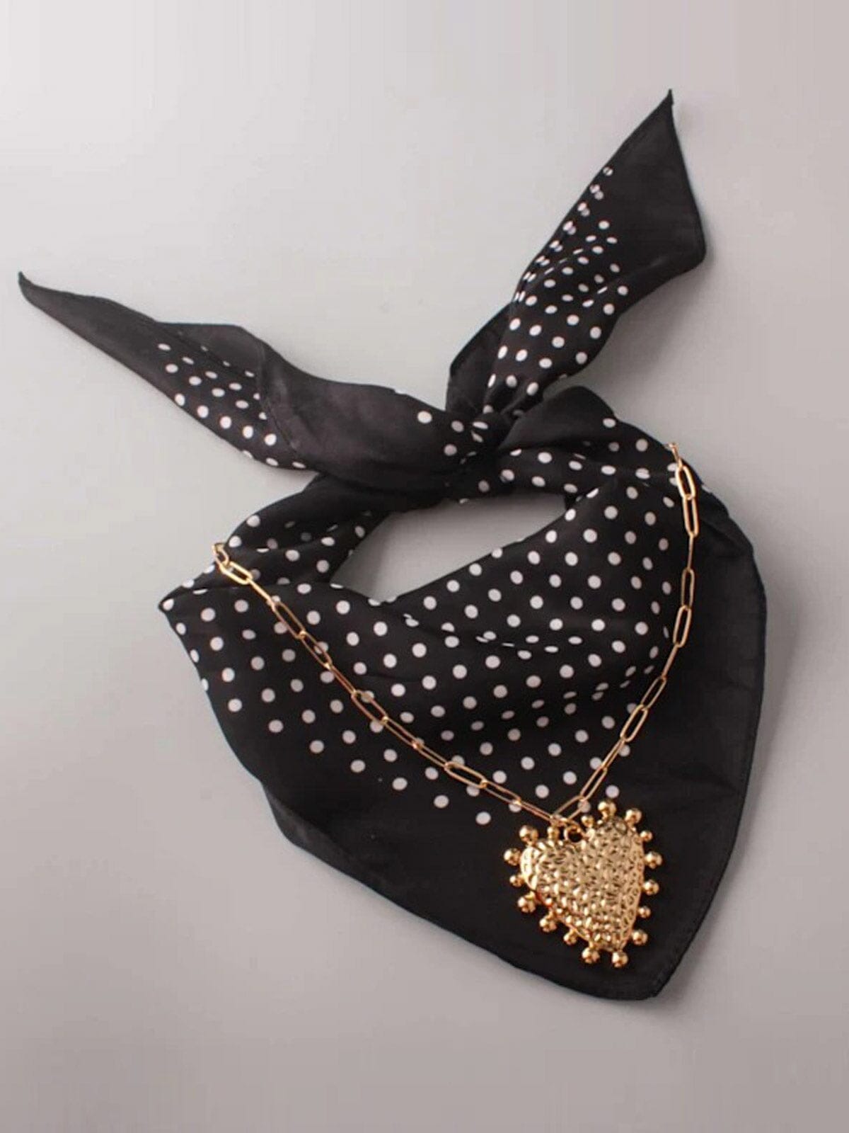 FASHION MULTI LAYER BANDANA HEART PENDANT NECKLACE