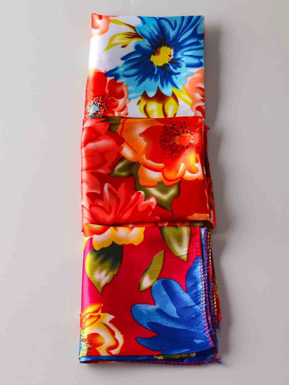 FASHION ASSORTED COLORS FLORAL SATIN SCARFS