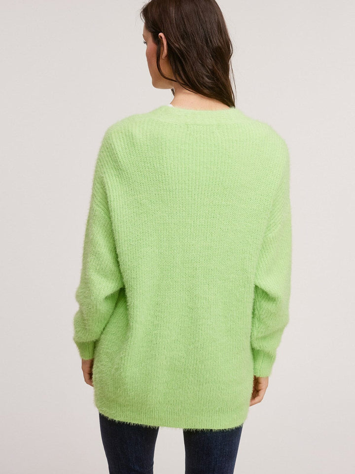 WOMENS LONG SLEEVE BUTTON CLOSURE FUZZY CARDIGAN