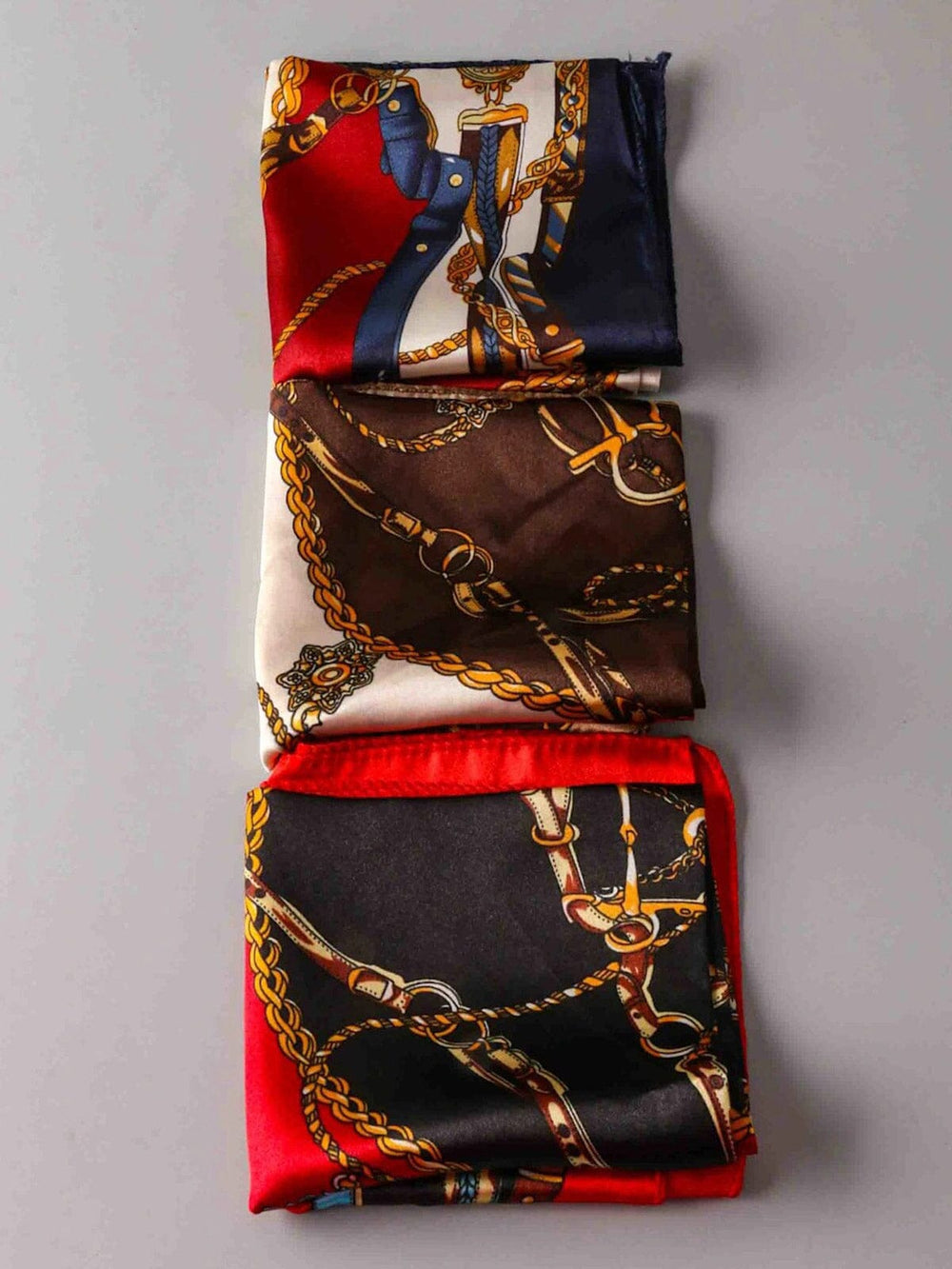 FASHION ASSORTED COLORS MULTI PRINT SATIN SCARFS