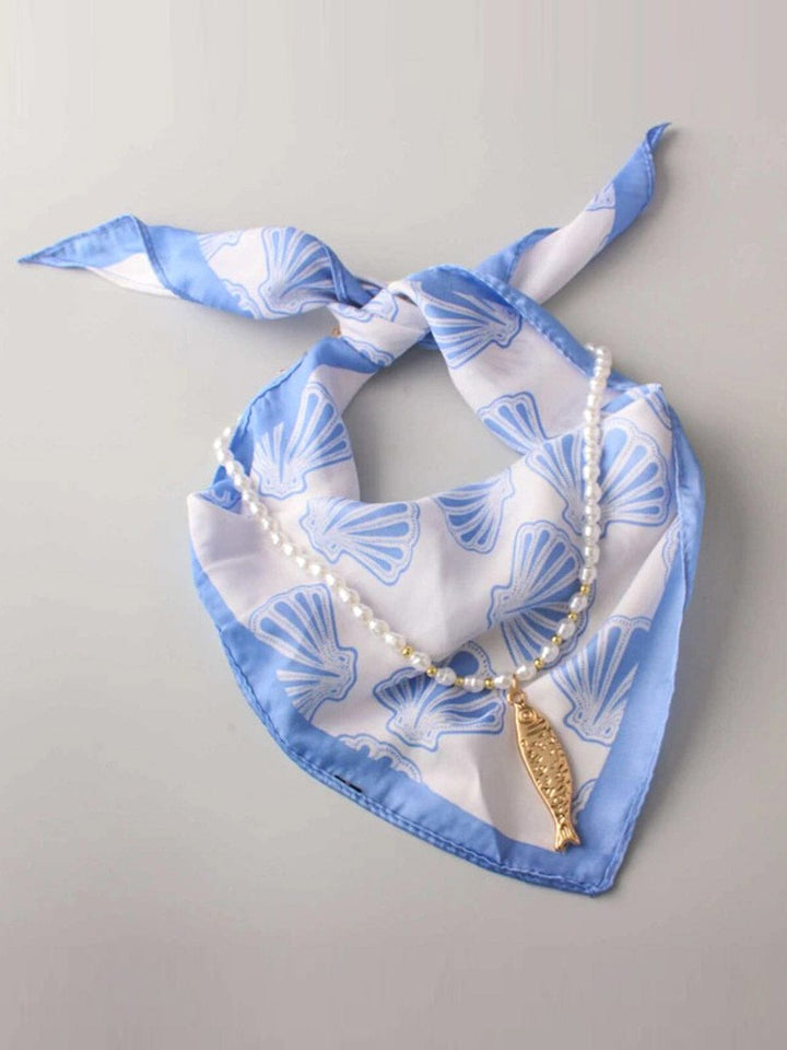 FASHION MULTI LAYER BANDANA SEA SHELL FISH PENDANT NECKLACE