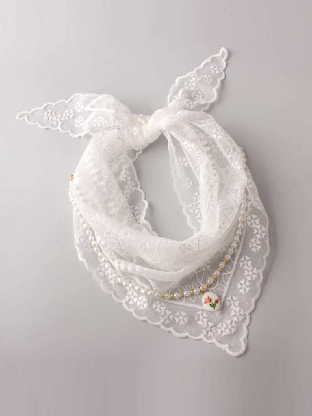 FASHION MULTI LAYER LACE BANDANA PEARL NECKLACE