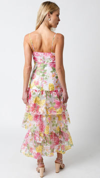 WOMEN'S SLEEVELESS RUFFLE TIERED FLORAL MAXI DRESS
