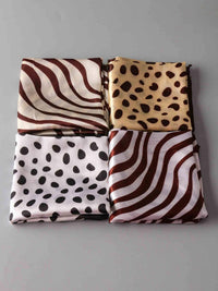 FASHION ASSORTED COLORS ANIMAL PRINT POLKA DOTS SATIN SCARFS