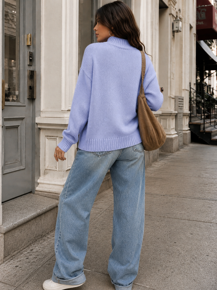WOMEN'S LONG SLEEVE TURTLE NECK DREAM PULLOVER KNIT SWEATER