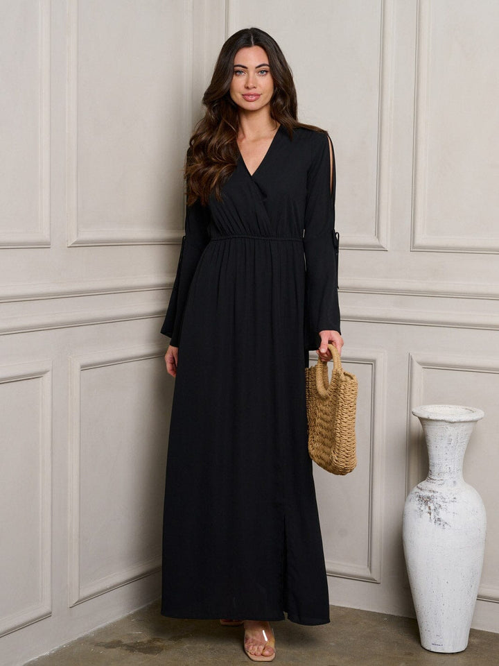 WOMEN'S LONG SLEEVE SURPLICE MAXI DRESS
