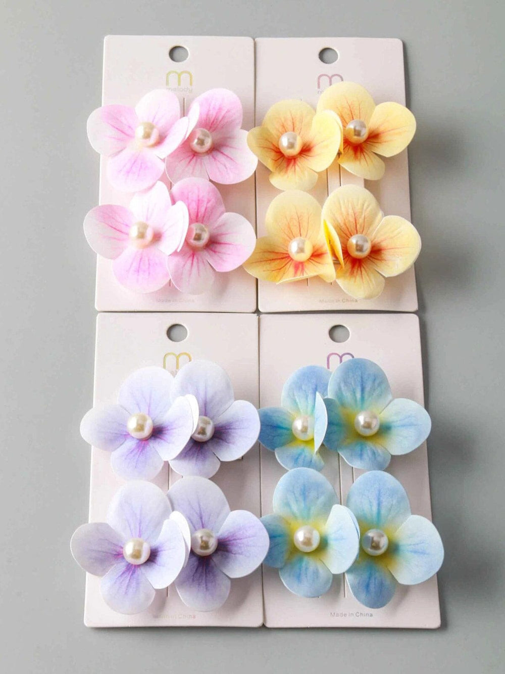 FASHION ASSORTED COLORS FLOWER HAIR CLIPS