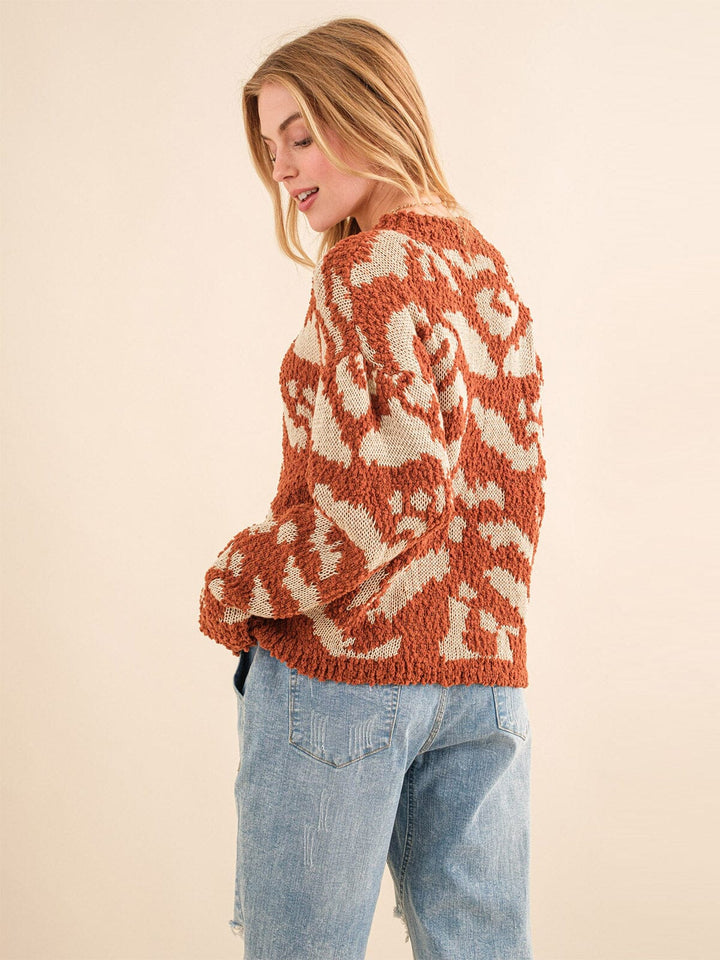 WOMEN'S LONG SLEEVE COLORBLOCK PULLOVER SWEATER