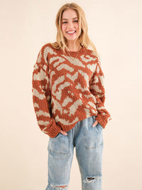 WOMEN'S LONG SLEEVE COLORBLOCK PULLOVER SWEATER