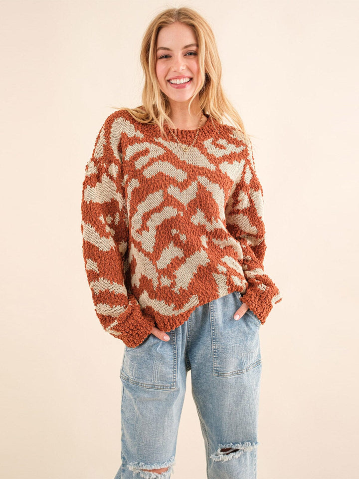 WOMEN'S LONG SLEEVE COLORBLOCK PULLOVER SWEATER