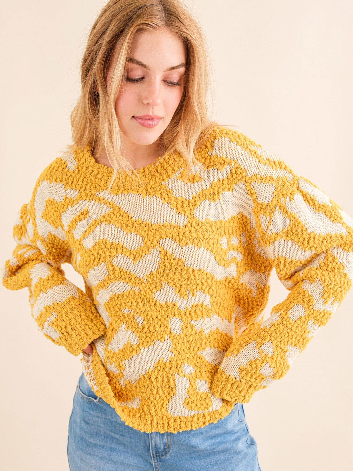 WOMEN'S LONG SLEEVE COLORBLOCK PULLOVER SWEATER