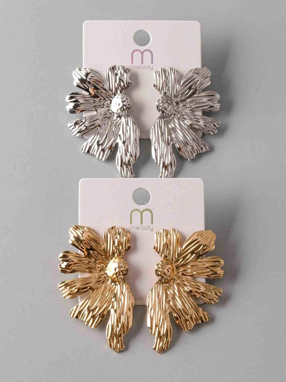 FASHION GOLD & SILVER FLOWER EARRINGS