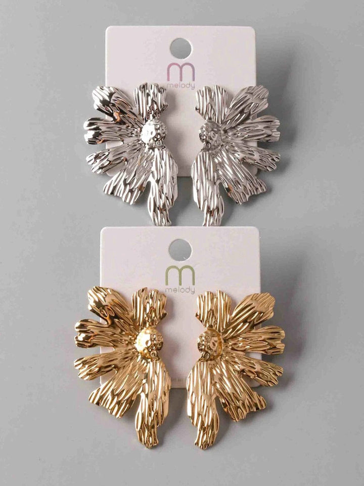 FASHION GOLD & SILVER FLOWER EARRINGS