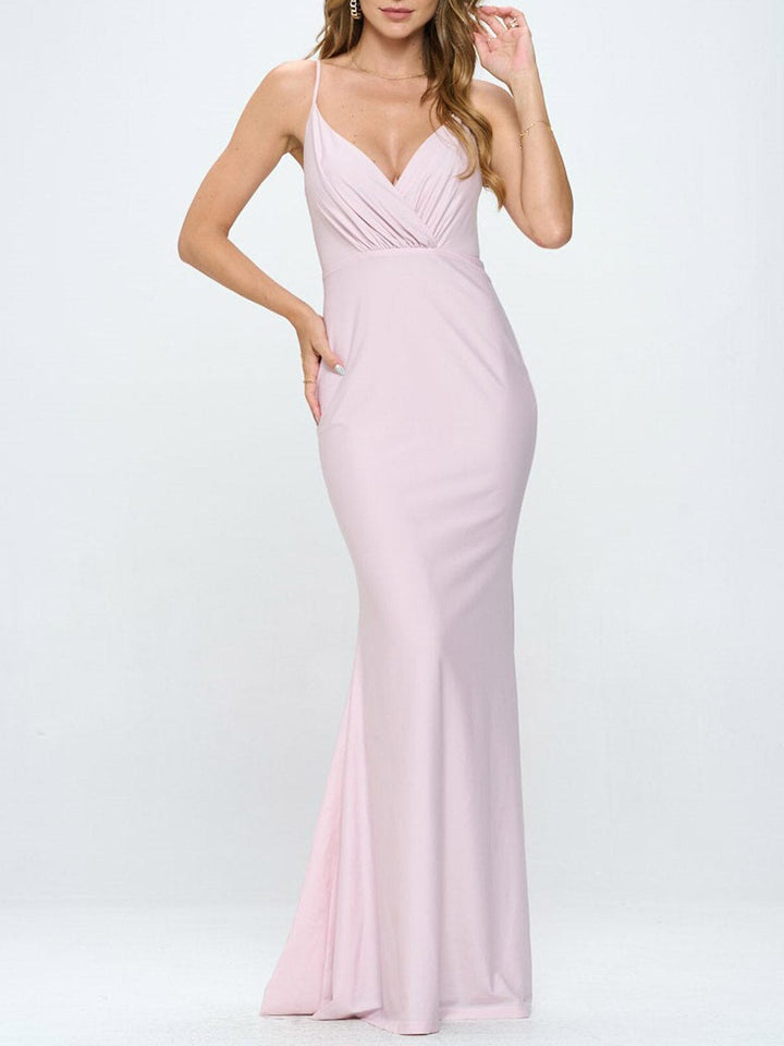 WOMEN'S SLEEVELESS V-NECK SURPLICE PRINT MAXI DRESS