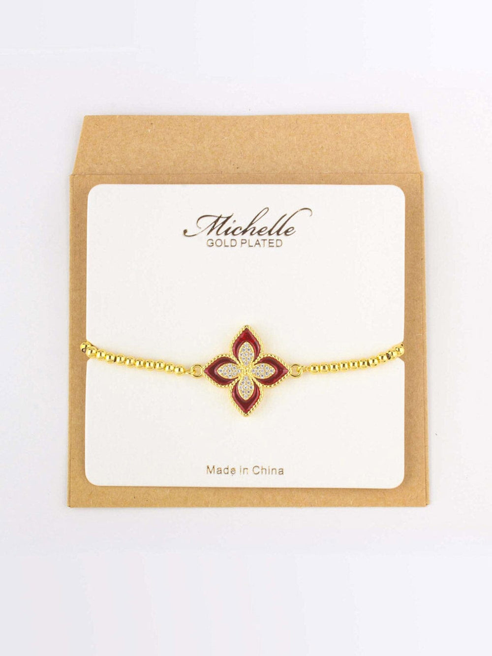 FASHION GOLD RED FLOWER BRACELET