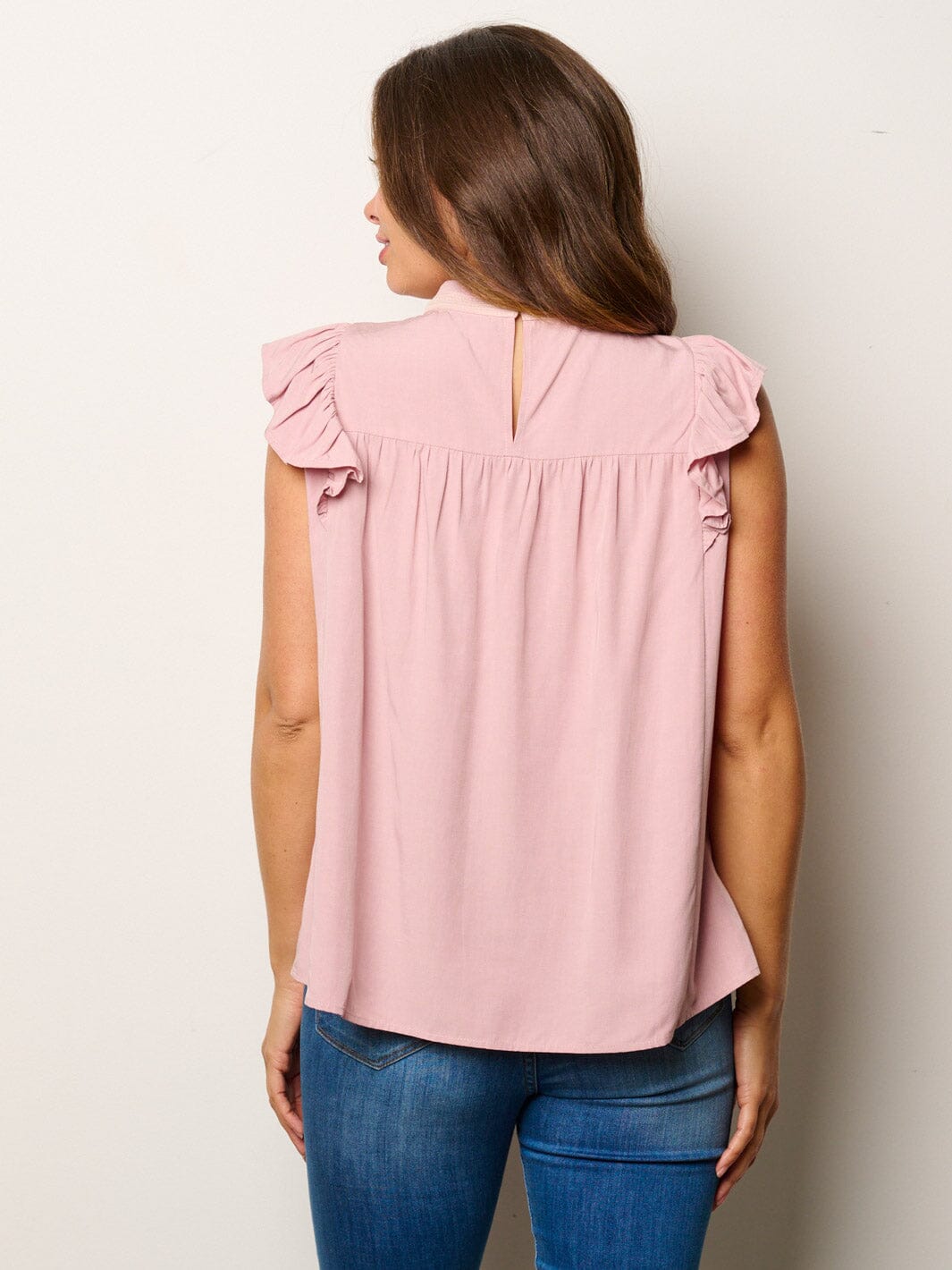 WOMEN'S RUFFLE SLEEVE MOCK NECK BLOUSE TUNIC TOP