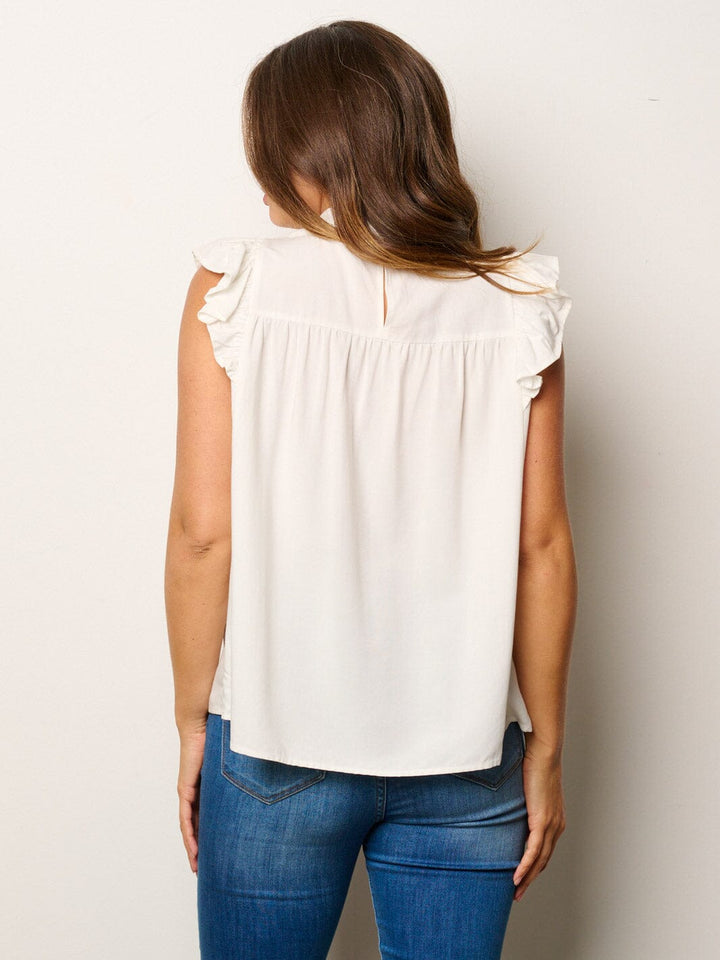 WOMEN'S RUFFLE SLEEVE MOCK NECK BLOUSE TUNIC TOP