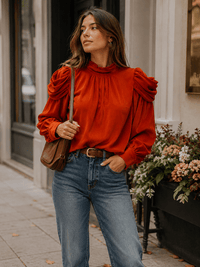 ENTRO WOMEN'S LONG SLEEVE SOLID BLOUSE