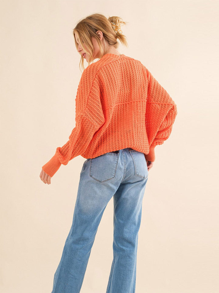 WOMEN'S LONG SLEEVE OPEN FRONT KNIT CARDIGAN