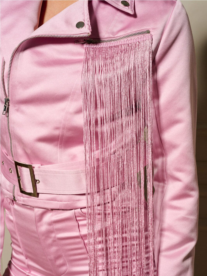 WOMEN'S LONG SLEEVE FRINGE JACKET & BUTTON CLOSURE PANTS 2PC. SET