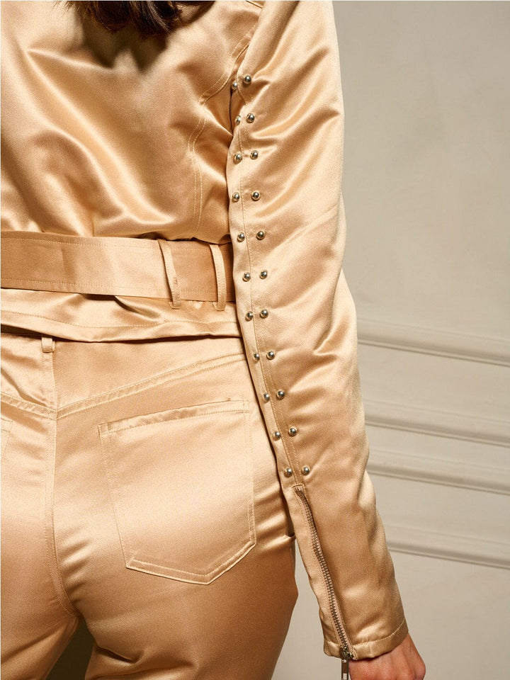 WOMEN'S LONG SLEEVE FRINGE JACKET & BUTTON CLOSURE PANTS 2PC. SET