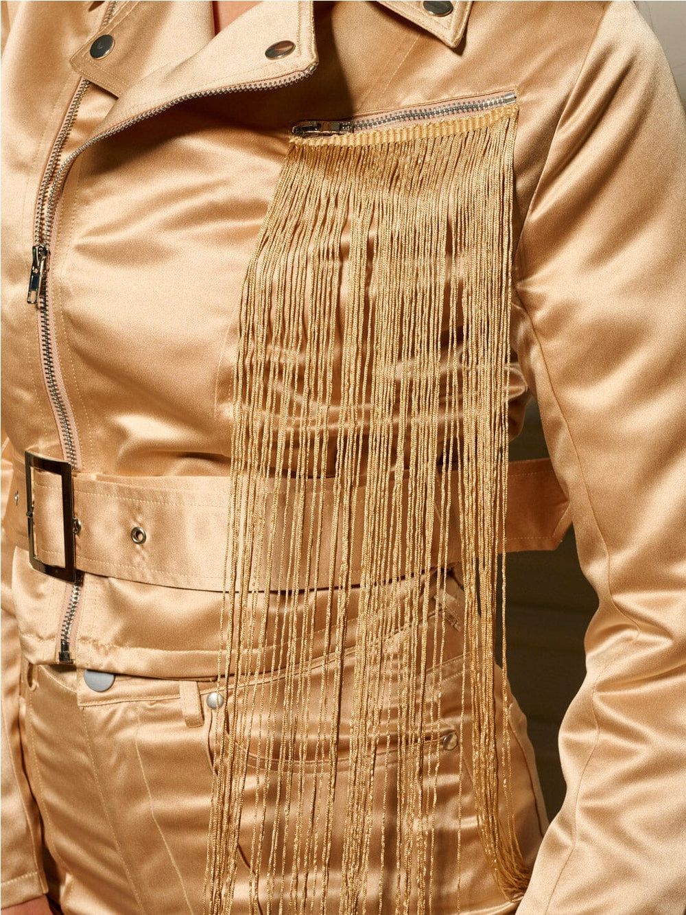 WOMEN'S LONG SLEEVE FRINGE JACKET & BUTTON CLOSURE PANTS 2PC. SET