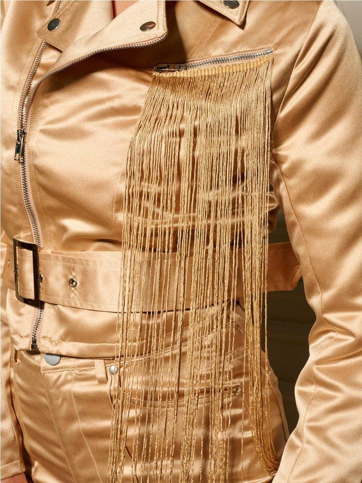 WOMEN'S LONG SLEEVE FRINGE JACKET & BUTTON CLOSURE PANTS 2PC. SET