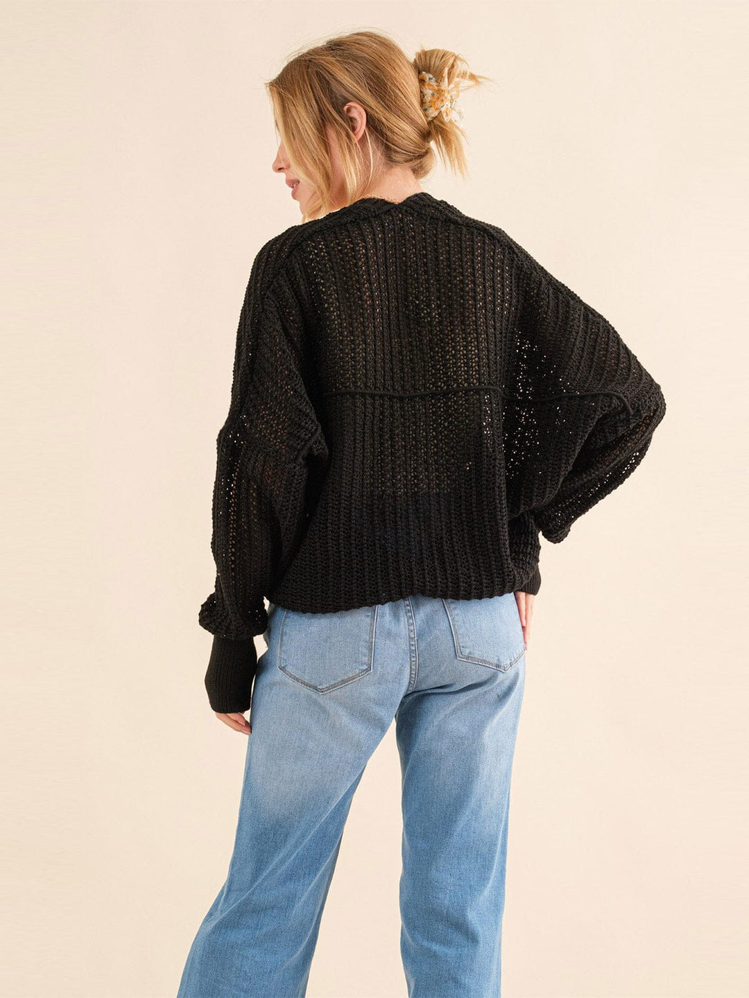 WOMEN'S LONG SLEEVE OPEN FRONT KNIT CARDIGAN