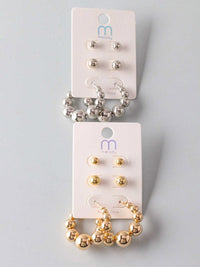 FASHION GOLD & SILVER HOOPS 3PCS EARRINGS