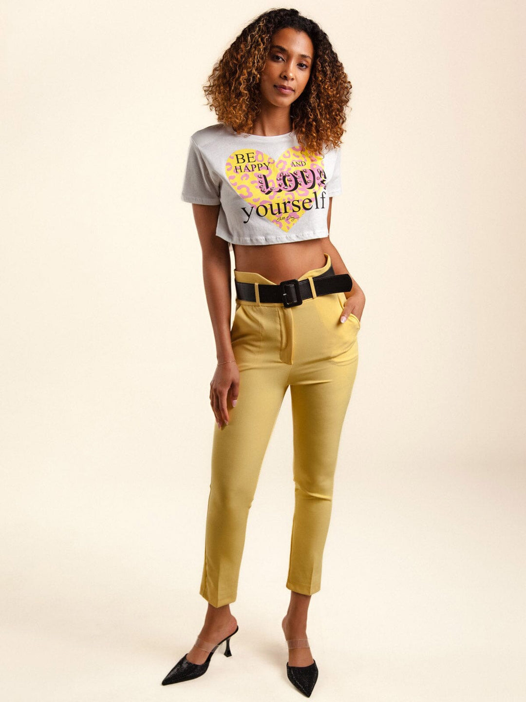 WOMEN'S FRONT POCKETS BELTED PANTS