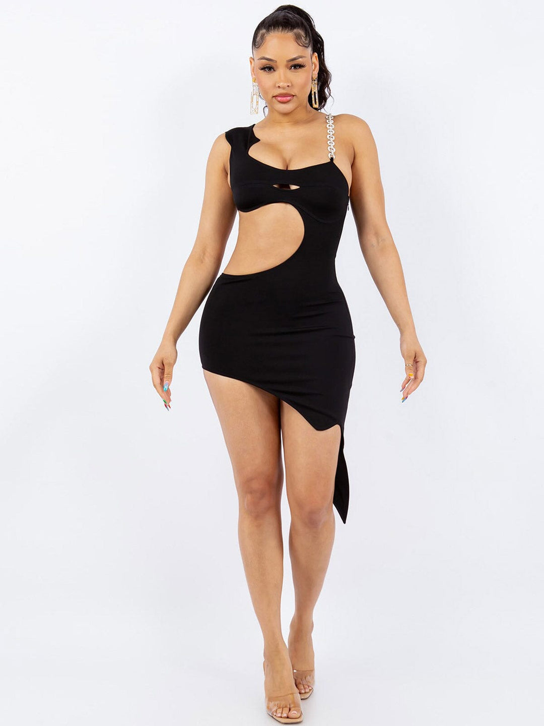 WOMEN'S SLEEVELESS CUT OUT BODYCON MINI DRESS