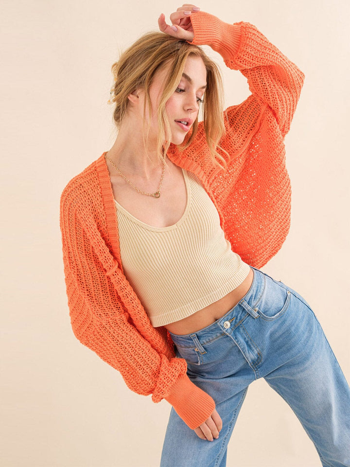 WOMEN'S LONG SLEEVE OPEN FRONT KNIT CARDIGAN