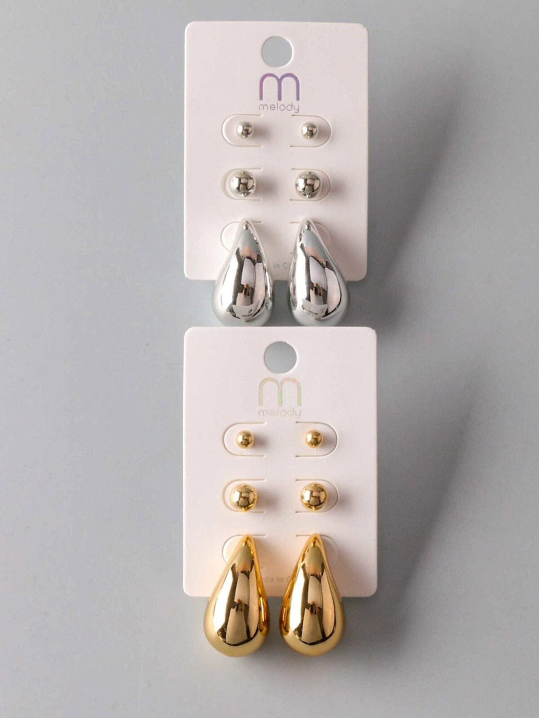 FASHION GOLD & SILVER 3PCS EARRINGS