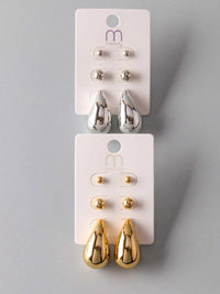 FASHION GOLD & SILVER 3PCS EARRINGS