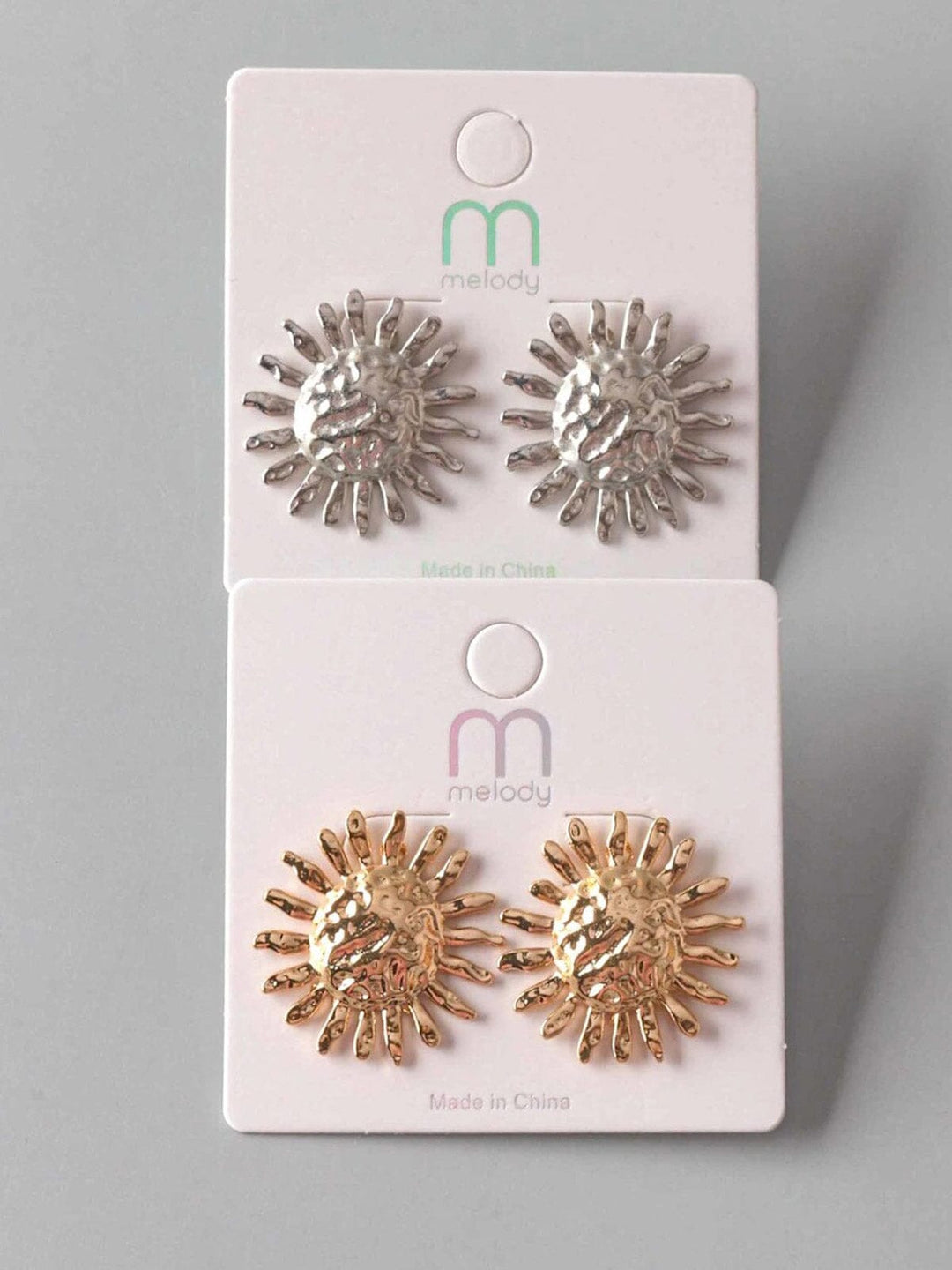 FASHION GOLD & SILVER SUN EARRINGS