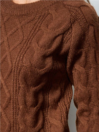 WOMEN'S LONG SLEEVE CABLE KNIT PULLOVER SWEATER