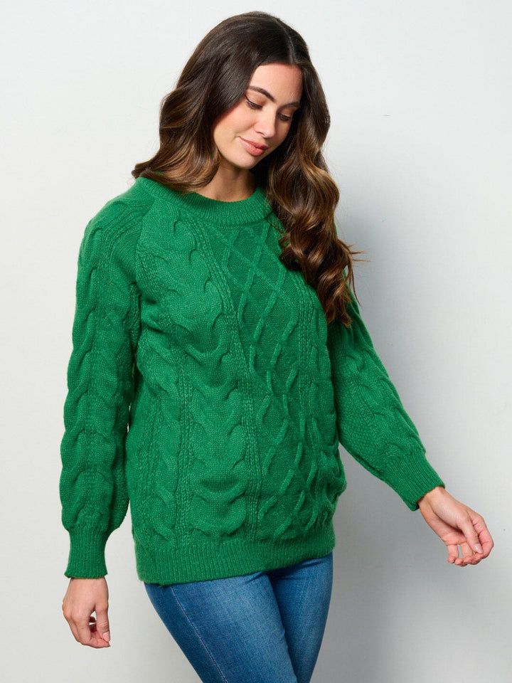 WOMEN'S LONG SLEEVE CABLE KNIT PULLOVER SWEATER