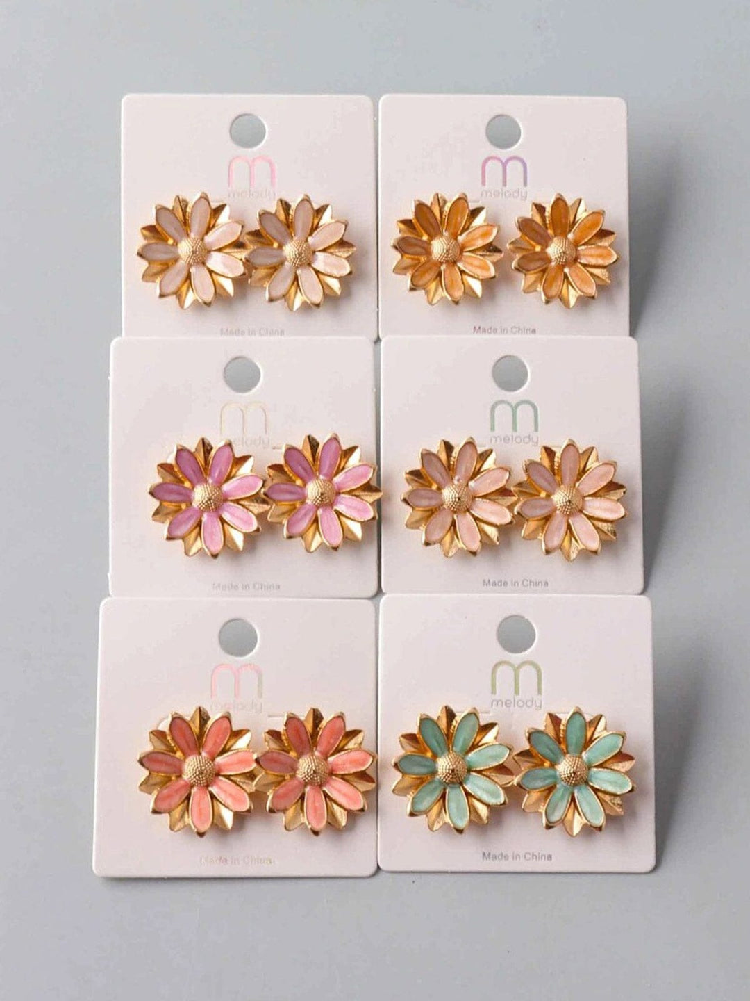 FASHION ASSORTED COLORS FLOWER EARRINGS
