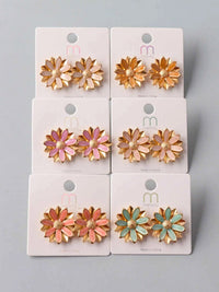 FASHION ASSORTED COLORS FLOWER EARRINGS