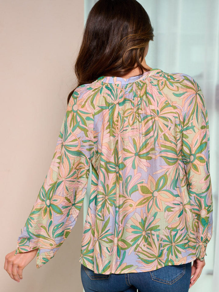 WOMEN'S LONG SLEEVE TUNIC FLORAL BLOUSE TOP