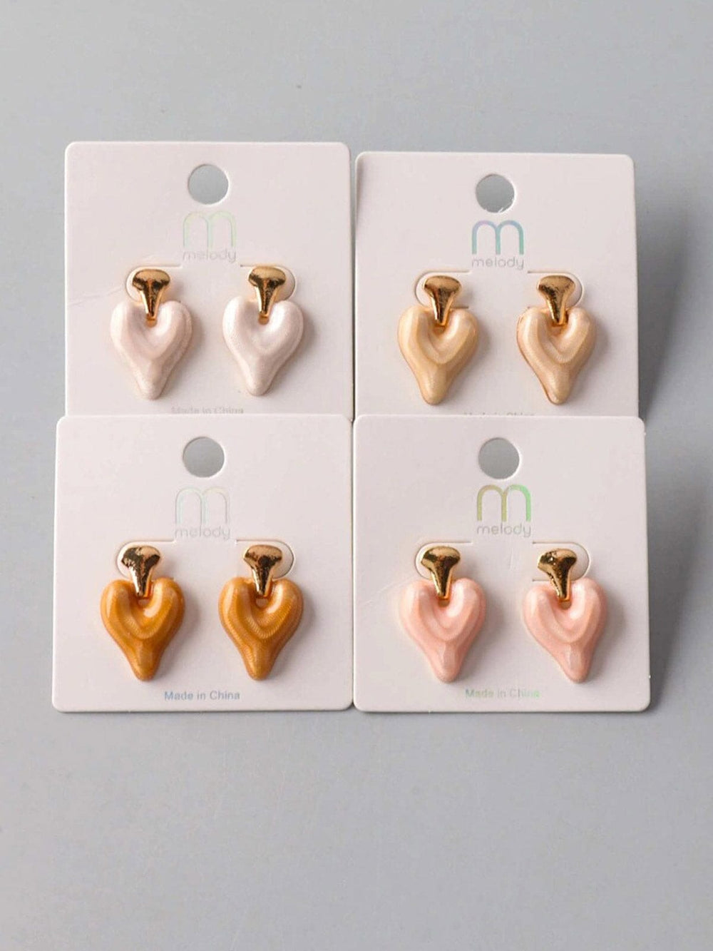 FASHION ASSORTED COLORS HEART MARBLE EARRINGS