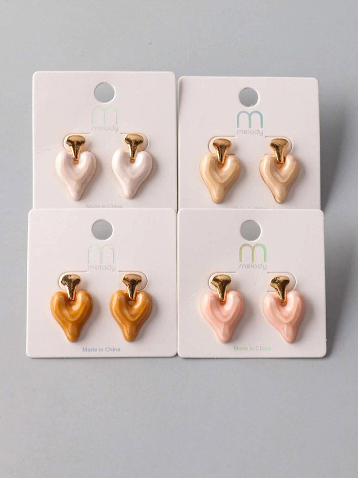 FASHION ASSORTED COLORS HEART MARBLE EARRINGS